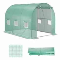 Outsunny 10 X 7ft Tunnel Walk In Greenhouse Replacement Cover With Windows & Door - Green - 845-382V03GN -OUTSUNNY Sales Shop o u outsunny 845 382v03gn full