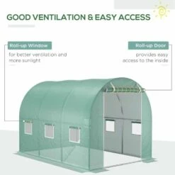 Outsunny 10 X 7ft Tunnel Walk In Greenhouse Replacement Cover With Windows & Door - Green - 845-382V03GN -OUTSUNNY Sales Shop o u outsunny 845 382v03gn rollup