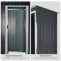 Outsunny 5 X 3ft Garden Storage Shed With Sliding Door And Sloped Roof - Black - 845-423 14 Outsunny 5 X 3ft Garden Storage Shed With Sliding Door And Sloped Roof - Black - 845-423 -OUTSUNNY Sales Shop o u outsunny 845 423 features