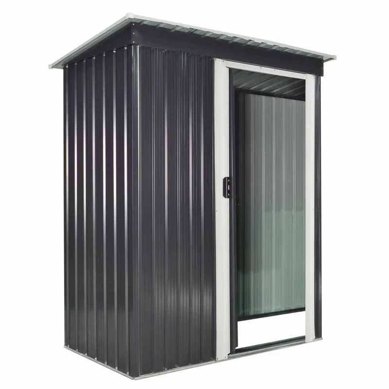 Outsunny 5 X 3ft Garden Storage Shed With Sliding Door And Sloped Roof - Black - 845-423 3 Outsunny 5 X 3ft Garden Storage Shed With Sliding Door And Sloped Roof - Black - 845-423 - Image 3