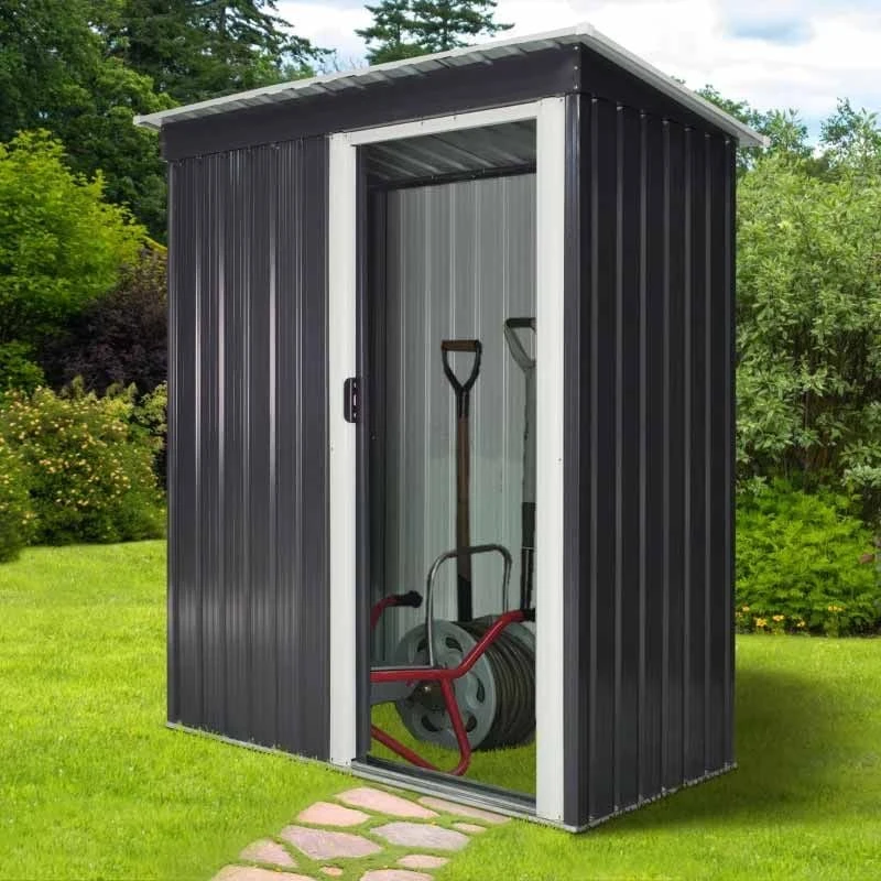 Outsunny 5 X 3ft Garden Storage Shed With Sliding Door And Sloped Roof - Black - 845-423 10 Outsunny 5 X 3ft Garden Storage Shed With Sliding Door And Sloped Roof - Black - 845-423 - Image 10