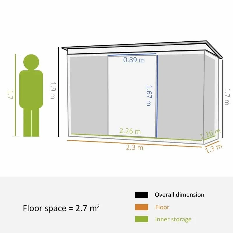Outsunny 7 X 4ft Metal Garden Storage Shed With Sliding Door & Air Vents - Green - 845-428V02GN 2 Outsunny 7 X 4ft Metal Garden Storage Shed With Sliding Door & Air Vents - Green - 845-428V02GN - Image 2