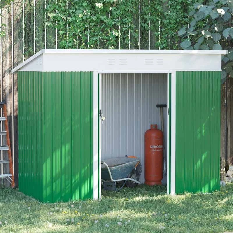 Outsunny 7 X 4ft Metal Garden Storage Shed With Sliding Door & Air Vents - Green - 845-428V02GN 1 Outsunny 7 X 4ft Metal Garden Storage Shed With Sliding Door & Air Vents - Green - 845-428V02GN