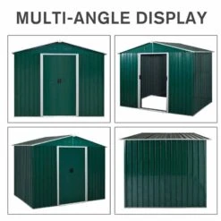 Outsunny 5.7 X 7.7ft Corrugated Steel Outdoor Storage Shed With Sliding Door - Green - 845-429GN 16 Outsunny 5.7 X 7.7ft Corrugated Steel Outdoor Storage Shed With Sliding Door - Green - 845-429GN -OUTSUNNY Sales Shop o u outsunny 845 429gn angle
