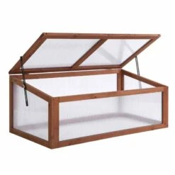 Outsunny Polycarbonate Square Mini Wooden Greenhouse 100L X 65W X 40Hcm - Brown - 845-471 12 Outsunny Polycarbonate Square Mini Wooden Greenhouse 100L X 65W X 40Hcm - Brown - 845-471 -OUTSUNNY Sales Shop o u outsunny 845 471 full