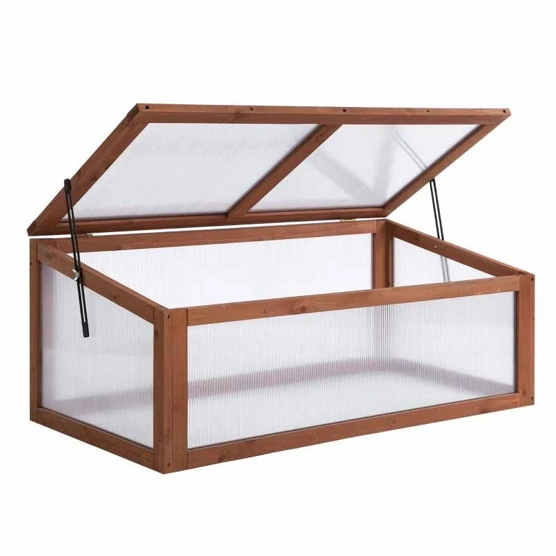 Outsunny Polycarbonate Square Mini Wooden Greenhouse 100L X 65W X 40Hcm - Brown - 845-471 3 Outsunny Polycarbonate Square Mini Wooden Greenhouse 100L X 65W X 40Hcm - Brown - 845-471 - Image 3