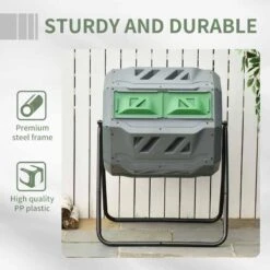 Outsunny 160 Litre Dual Rotating Garden Compost Bin - Grey - 845-490GY 16 Outsunny 160 Litre Dual Rotating Garden Compost Bin - Grey - 845-490GY -OUTSUNNY Sales Shop o u outsunny 845 490gy 6
