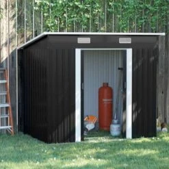 Outsunny 7 X 4ft Metal Outdoor Storage Shed With Base - Black - 845-496 -OUTSUNNY Sales Shop o u outsunny 845 496 outdoor