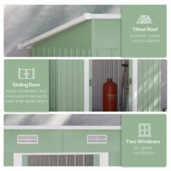 Outsunny 7 X 4ft Metal Outdoor Storage Shed With Base - Light Green - 845-496YG -OUTSUNNY Sales Shop o u outsunny 845 496yg features