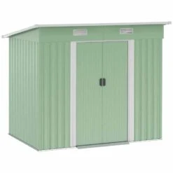 Outsunny 7 X 4ft Metal Outdoor Storage Shed With Base - Light Green - 845-496YG -OUTSUNNY Sales Shop o u outsunny 845 496yg full