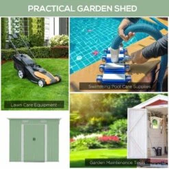 Outsunny 7 X 4ft Metal Outdoor Storage Shed With Base - Light Green - 845-496YG -OUTSUNNY Sales Shop o u outsunny 845 496yg practical