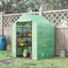 Outsunny 2-Tier Walk In Polytunnel Steeple Greenhouse 143L X 138W X 190Hcm - Green - 845-510