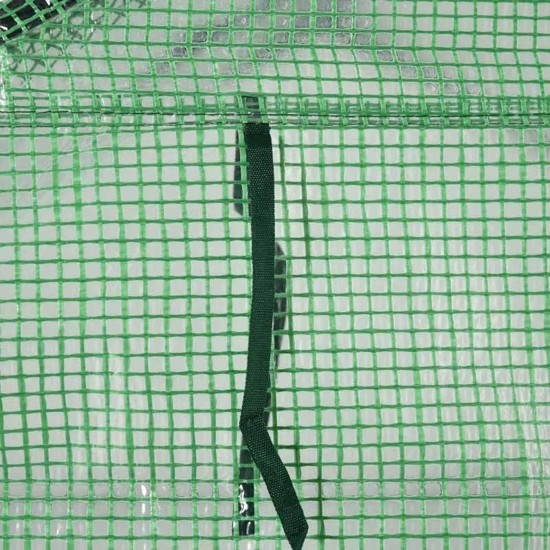 Outsunny 2-Tier Walk In Polytunnel Steeple Greenhouse 143L X 138W X 190Hcm - Green - 845-510 8 Outsunny 2-Tier Walk In Polytunnel Steeple Greenhouse 143L X 138W X 190Hcm - Green - 845-510 - Image 8