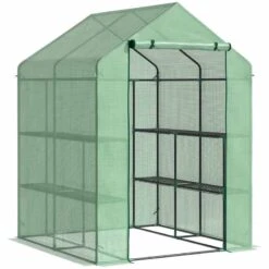 Outsunny 2-Tier Walk In Polytunnel Steeple Greenhouse 143L X 138W X 190Hcm - Green - 845-510 12 Outsunny 2-Tier Walk In Polytunnel Steeple Greenhouse 143L X 138W X 190Hcm - Green - 845-510 -OUTSUNNY Sales Shop o u outsunny 845 510 full
