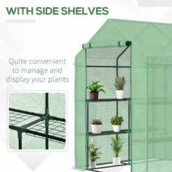 Outsunny 2-Tier Walk In Polytunnel Steeple Greenhouse 143L X 138W X 190Hcm - Green - 845-510 15 Outsunny 2-Tier Walk In Polytunnel Steeple Greenhouse 143L X 138W X 190Hcm - Green - 845-510 -OUTSUNNY Sales Shop o u outsunny 845 510 shelves
