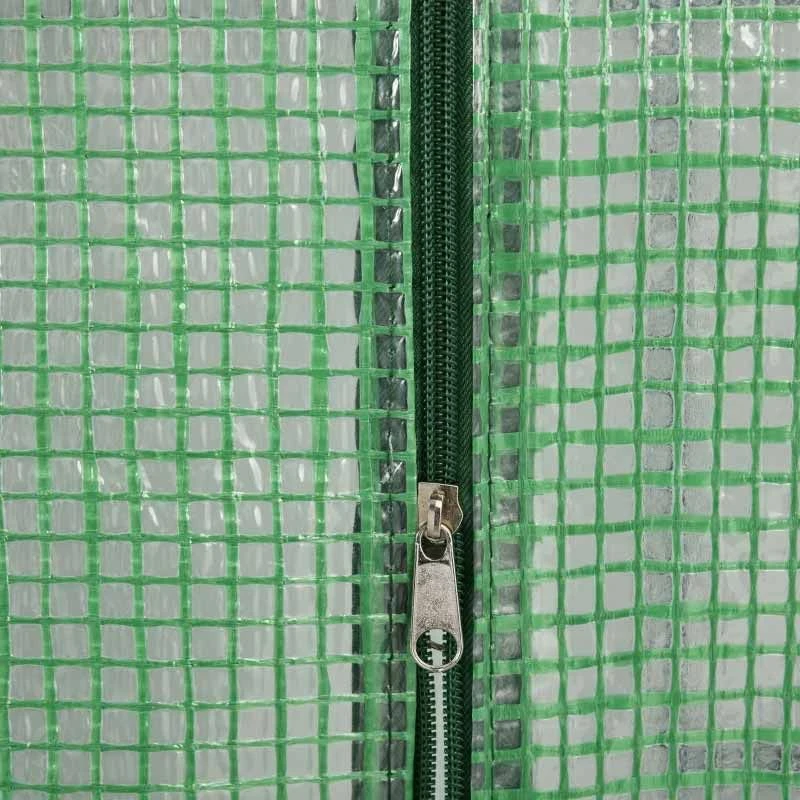 Outsunny 2-Tier Walk In Polytunnel Steeple Greenhouse 143L X 138W X 190Hcm - Green - 845-510 9 Outsunny 2-Tier Walk In Polytunnel Steeple Greenhouse 143L X 138W X 190Hcm - Green - 845-510 - Image 9