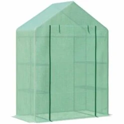 Outsunny 4.5x2.5ft Walk-In 2 Tier Mini Greenhouse With Roll-Up Zippered Door - White - 845-511 -OUTSUNNY Sales Shop o u outsunny 845 511 full