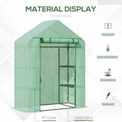 Outsunny 4.5x2.5ft Walk-In 2 Tier Mini Greenhouse With Roll-Up Zippered Door - White - 845-511 -OUTSUNNY Sales Shop o u outsunny 845 511 material