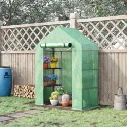 Outsunny 4.5x2.5ft Walk-In 2 Tier Mini Greenhouse With Roll-Up Zippered Door - White - 845-511 -OUTSUNNY Sales Shop o u outsunny 845 511 outdoor