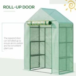 Outsunny 4.5x2.5ft Walk-In 2 Tier Mini Greenhouse With Roll-Up Zippered Door - White - 845-511 -OUTSUNNY Sales Shop o u outsunny 845 511 rollup