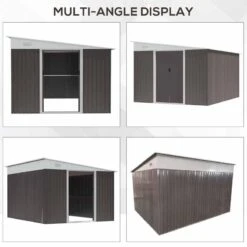 Outsunny 11.3 X 9.2ft Steel Garden Storage Shed With Double Sliding Doors & 2 Air Vents - Grey - 845-529GY -OUTSUNNY Sales Shop o u outsunny 845 529gy angle