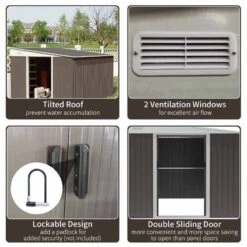 Outsunny 11.3 X 9.2ft Steel Garden Storage Shed With Double Sliding Doors & 2 Air Vents - Grey - 845-529GY -OUTSUNNY Sales Shop o u outsunny 845 529gy features