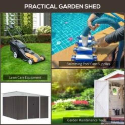 Outsunny 11.3 X 9.2ft Steel Garden Storage Shed With Double Sliding Doors & 2 Air Vents - Grey - 845-529GY -OUTSUNNY Sales Shop o u outsunny 845 529gy practical