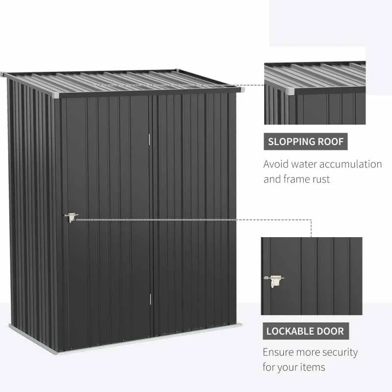 Outsunny 5.3 X 3.1ft Metal Outdoor Storage Shed With Single Door - Charcoal Grey - 845-532 6 Outsunny 5.3 X 3.1ft Metal Outdoor Storage Shed With Single Door - Charcoal Grey - 845-532 - Image 6