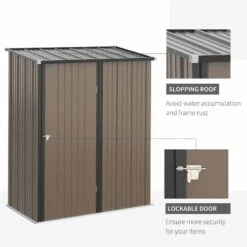 Outsunny 5.3ft X 3.1ft Outdoor Storage Shed With Single Door - Brown - 845-532BN -OUTSUNNY Sales Shop o u outsunny 845 532bn features2
