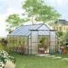 Outsunny 8x12ft Aluminum Polycarbonate Greenhouse With Sliding Door & Foundation - Clear - 845-533 -OUTSUNNY Sales Shop o u outsunny 845 533