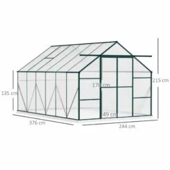 Outsunny 8x12ft Aluminum Polycarbonate Greenhouse With Sliding Door & Foundation - Clear - 845-533 -OUTSUNNY Sales Shop o u outsunny 845 533 dimensions