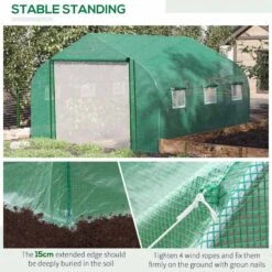 Outsunny 11 X 10ft Walk-in Tunnel Greenhouse With Roll Up Door & 6 Windows - Green - 845-563 14 Outsunny 11 X 10ft Walk-in Tunnel Greenhouse With Roll Up Door & 6 Windows - Green - 845-563 -OUTSUNNY Sales Shop o u outsunny 845 563 stable