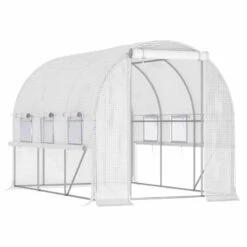 Outsunny 9.5 X 6.5ft Large Polytunnel Greenhouse With Zippered Doors - White - 845-611WT -OUTSUNNY Sales Shop o u outsunny 845 611wt full