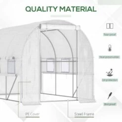 Outsunny 9.5 X 6.5ft Large Polytunnel Greenhouse With Zippered Doors - White - 845-611WT -OUTSUNNY Sales Shop o u outsunny 845 611wt material