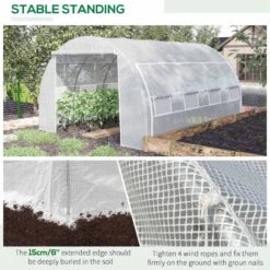 Outsunny 4x3x2m Steel Walk-In Polytunnel Greenhouse With Reinforced Cover - White - 845-612V01WT -OUTSUNNY Sales Shop o u outsunny 845 612v01wt stable