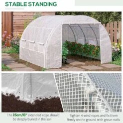 Outsunny 3 X 2m Walk In Steel Polytunnel Greenhouse With Zippered Door & 6 Windows - White - 845-612V02WT -OUTSUNNY Sales Shop o u outsunny 845 612v02wt stable