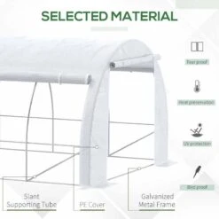 Outsunny Large Walk-In Polytunnel Greenhouse With Zippered Door & 12 Windows 6 X 3 X 2m - White - 845-612WT -OUTSUNNY Sales Shop o u outsunny 845 612wt material
