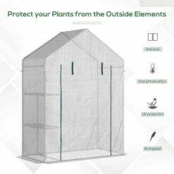 Outsunny Portable 2-Tier Walk-In Greenhouse - White & Green - 845-621 -OUTSUNNY Sales Shop o u outsunny 845 621 features