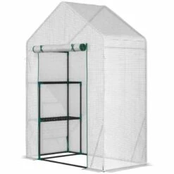 Outsunny Portable 2-Tier Walk-In Greenhouse - White & Green - 845-621 -OUTSUNNY Sales Shop o u outsunny 845 621 full