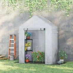 Outsunny Portable 2-Tier Walk-In Greenhouse - White & Green - 845-621 -OUTSUNNY Sales Shop o u outsunny 845 621 outdoor