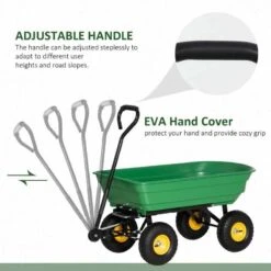 Outsunny 75 Litre Garden Trolley With Tipper - Green - 845-636 -OUTSUNNY Sales Shop o u outsunny 845 636 5