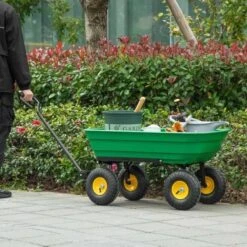 Outsunny 75 Litre Garden Trolley With Tipper - Green - 845-636 -OUTSUNNY Sales Shop o u outsunny 845 636 9