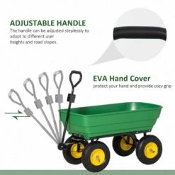Outsunny 125 Litre Garden Trolley With Tipper - Green - 845-636V01 -OUTSUNNY Sales Shop o u outsunny 845 636v01 5