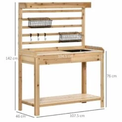 Outsunny Potting Bench With Sieve Screen & Removable Sink - Brown - 845-664ND -OUTSUNNY Sales Shop o u outsunny 845 664nd dimensions