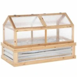 Outsunny Raised Garden Bed With Cold Frame Wooden Greenhouse 82H X 122L X 61Wcm - Natural - 845-670 -OUTSUNNY Sales Shop o u outsunny 845 670 full