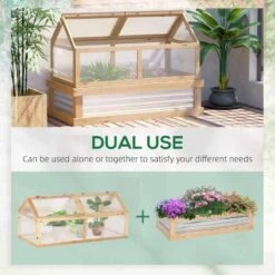 Outsunny Raised Garden Bed With Cold Frame Wooden Greenhouse 82H X 122L X 61Wcm - Natural - 845-670 -OUTSUNNY Sales Shop o u outsunny 845 670 use