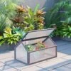 Outsunny Cold Frame Mini Wooden Polycarbonate Greenhouse With Openable Top 49.5H X 90L X 52Wcm - Grey - 845-671GY -OUTSUNNY Sales Shop o u outsunny 845 671gy