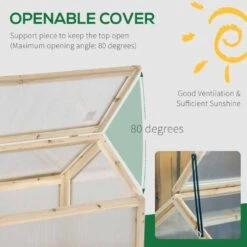 Outsunny Cold Frame Wooden Greenhouse With Openable Top Cover 49.5H X 90L X 52Wcm - Natural - 845-671ND 14 Outsunny Cold Frame Wooden Greenhouse With Openable Top Cover 49.5H X 90L X 52Wcm - Natural - 845-671ND -OUTSUNNY Sales Shop o u outsunny 845 671nd cover