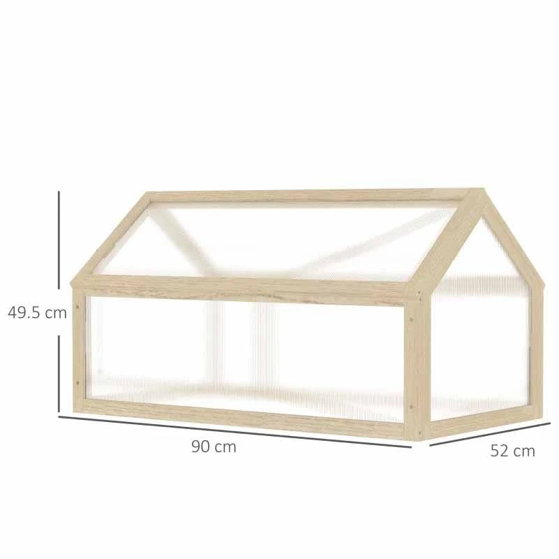 Outsunny Cold Frame Wooden Greenhouse With Openable Top Cover 49.5H X 90L X 52Wcm - Natural - 845-671ND 2 Outsunny Cold Frame Wooden Greenhouse With Openable Top Cover 49.5H X 90L X 52Wcm - Natural - 845-671ND - Image 2