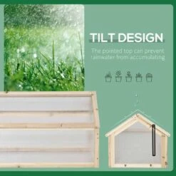 Outsunny Cold Frame Wooden Greenhouse With Openable Top Cover 49.5H X 90L X 52Wcm - Natural - 845-671ND 15 Outsunny Cold Frame Wooden Greenhouse With Openable Top Cover 49.5H X 90L X 52Wcm - Natural - 845-671ND -OUTSUNNY Sales Shop o u outsunny 845 671nd tilt